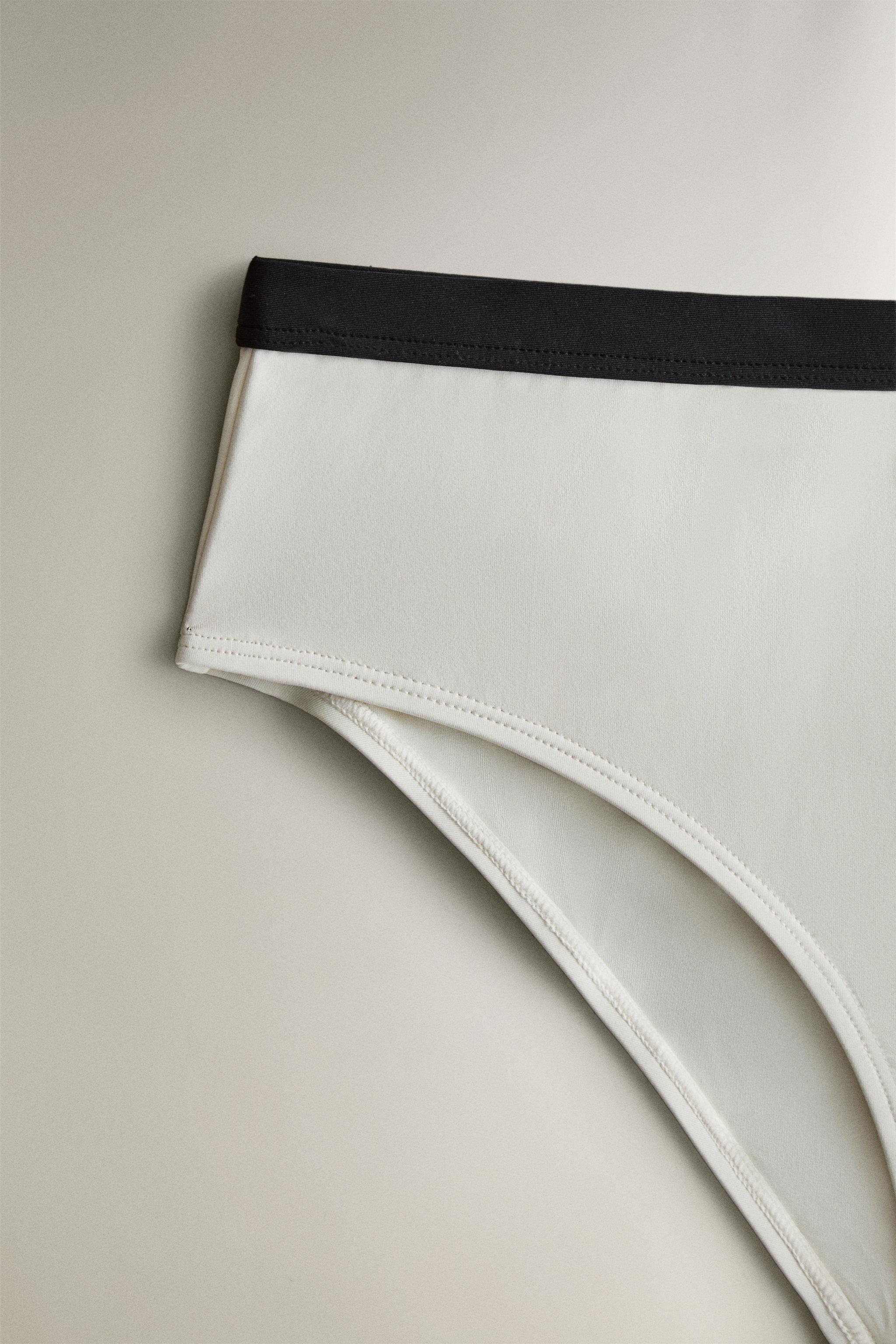 HIGH-WAISTED BEACH BIKINI BOTTOMS WITH CONTRAST BAND